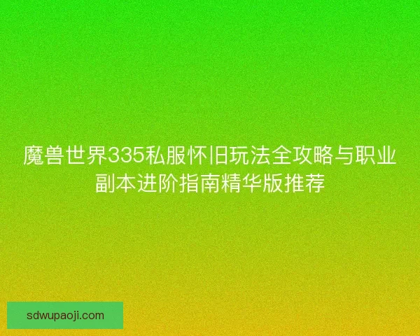 魔兽世界335私服怀旧玩法全攻略与职业副本进阶指南精华版推荐